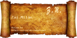 Zai Milán névjegykártya